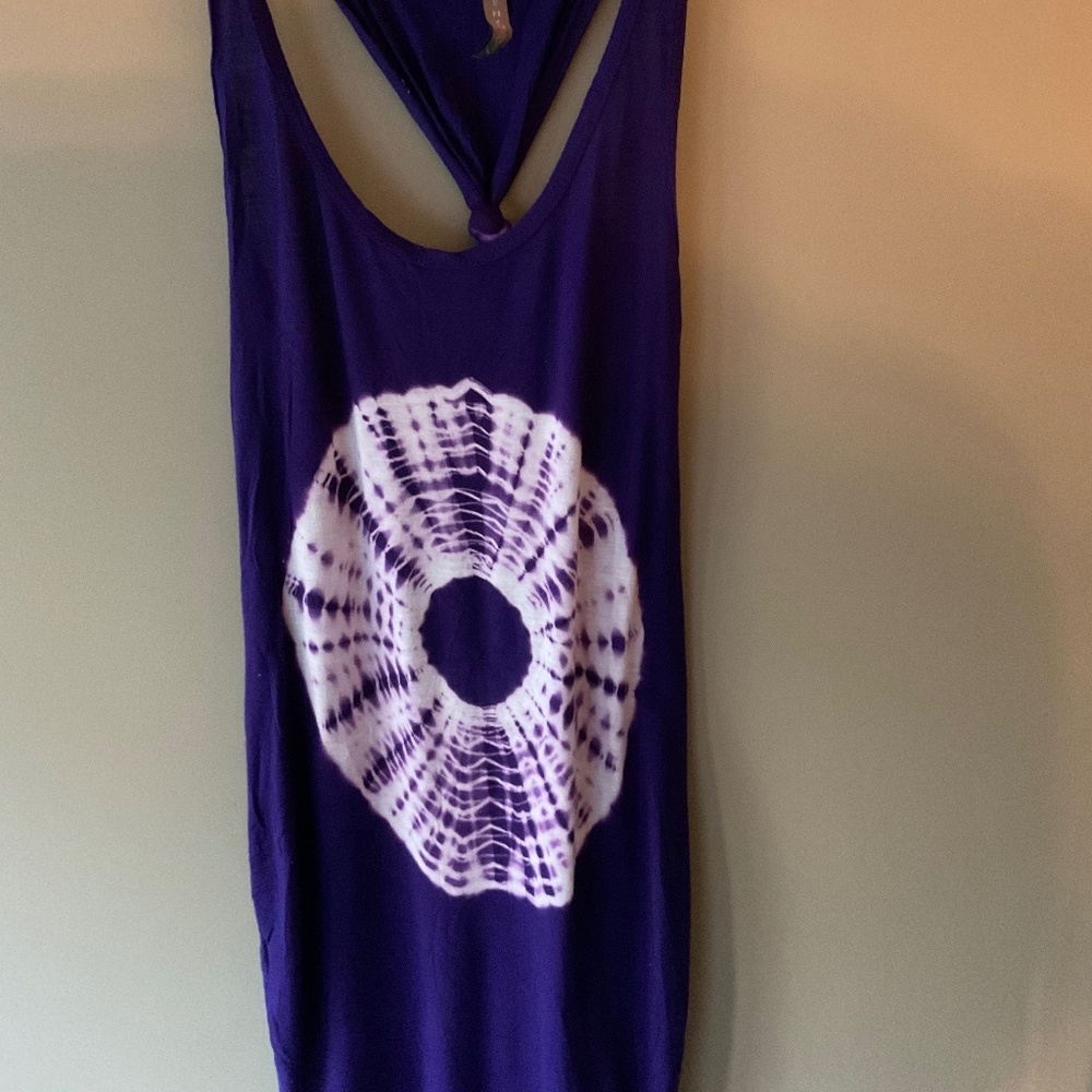 Knotted back, long with side puckers, Tye Die Mandala, Tank